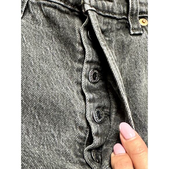 Levi's Ribcage Straight Gray Button Fly Ankle Distressed Jeans Women's Size 26W - Picture 5 of 7